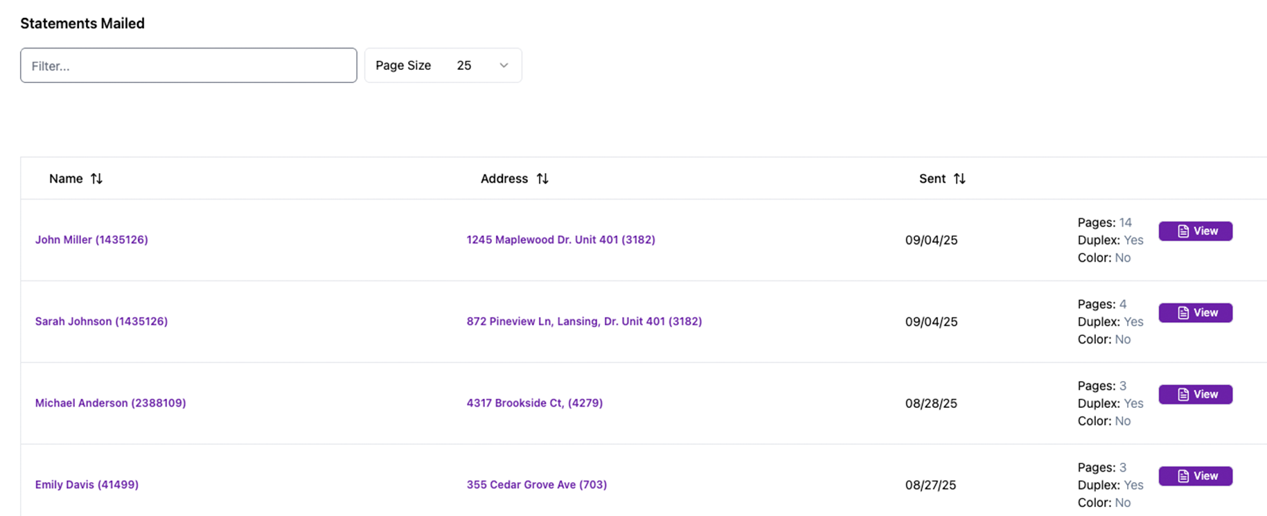 Statement Delivery Tracking